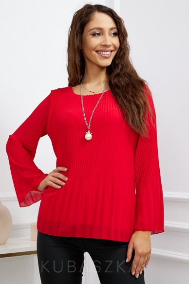 Bluzka Latika - plisowana z rękawem czerwień