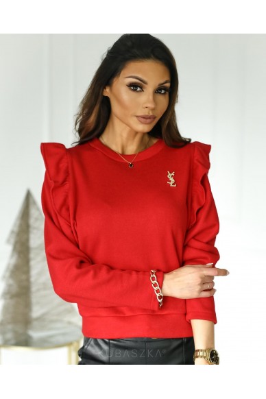 Sweter czerwony z falbanką Aurelia