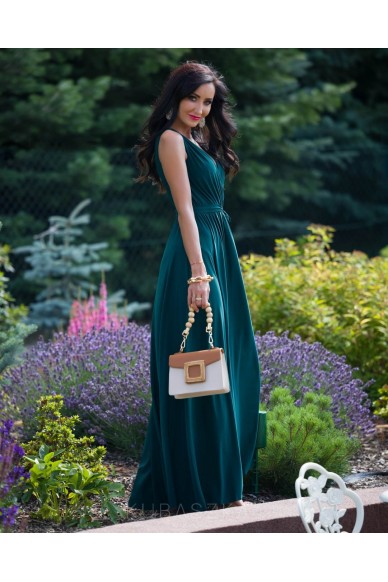 Sukienka Salma - butelkowa zieleń gładka