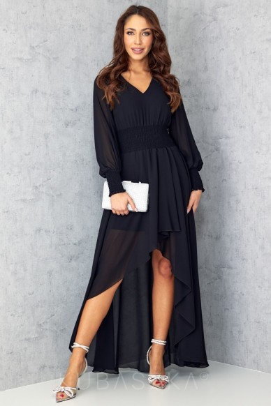 Sukienka Selia - czarna asymetryczna szeroka guma