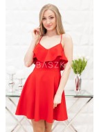 Sukienka z plecionymi ramiączkami i falbanką Nikola - czerwona