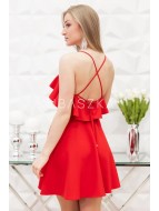 Sukienka z plecionymi ramiączkami i falbanką Nikola - czerwona