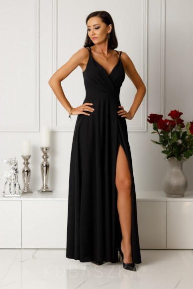 Długa sukienka Parisse- czarna z poświatą